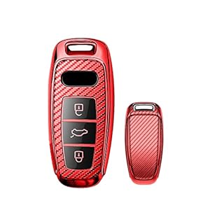 HIBEYO Autosleutelhoes, geschikt voor Audi, sleutelhoes, cover voor Audi 2019, 2020, 2021, A6, A6L, A7, E-Tron A8, Q8…
