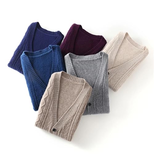 Men's Autumn Winter Warm Solid Merino Wool Waistcoat Twisted V-Neck Sleeveless Vintage Cardigan Vest3