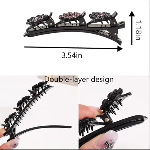 Pinzas trenzadas para cabello con piedras de cristal, 2 piezas miniatura 6