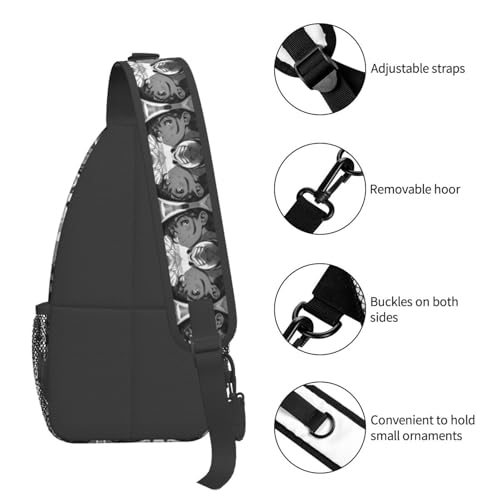 Morrales Crossbody Sling para Hombre y Mujer Negro miniatura 5