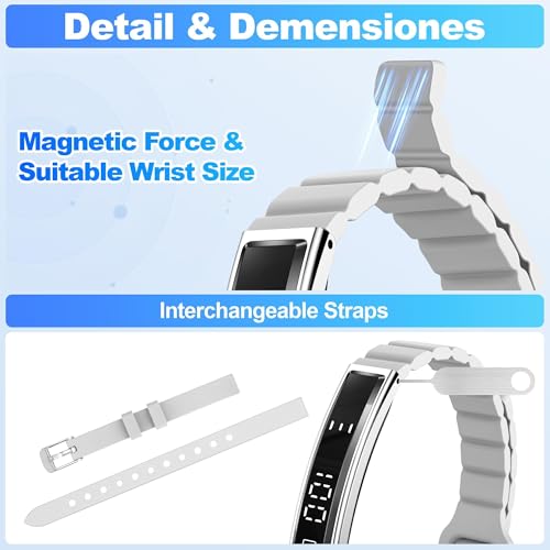 Image of Smart Bracelet for Women Men, Health Activity Fitness Trackers, 24 /7 Heart Rate, Blood Oxygen & Stress Monitor, 24H Sleep Tracker, Smart Wristband with Free APP 2 Bands, Grey