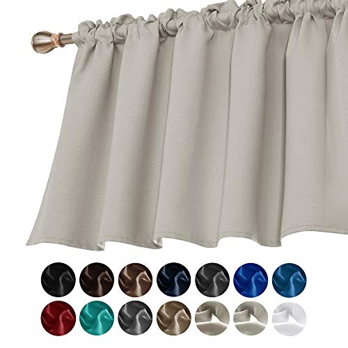 Deconovo Window Dressing Rod Pocket Textured Embossed Blackout Valances Curtain for Small Window