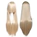 Produktbild Perücken Anime Cosplay Damen Wigs Long Loose Damenperücke Lockig mit Pony Hitzebeständige natürliche Blondes Leinen Glatt-31"(80cm)