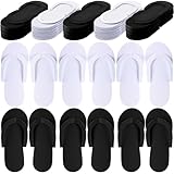 JenPen 60 Pairs Disposable Pedicure Slippers Foam Spa Pedi Flip Flops Bulk Foldable Pedicure Slippers Sandals Shoes for Guest Women Men Salon Spa Hotel Shower Foot Nail Party Supplies(White and Black)