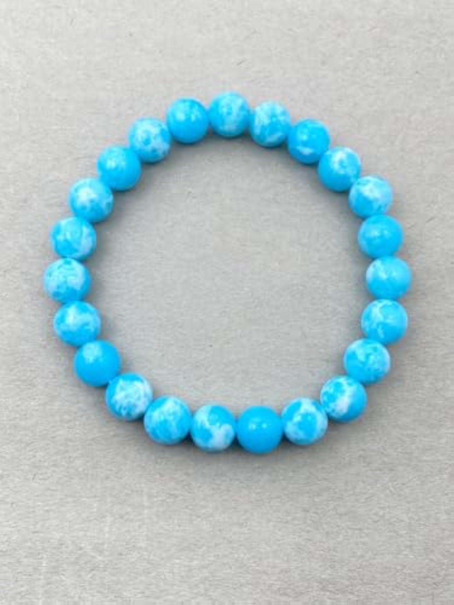 Natural Sea Sediment Turquoise 8mm Round Bead Stretchable Bracelet, Unisex