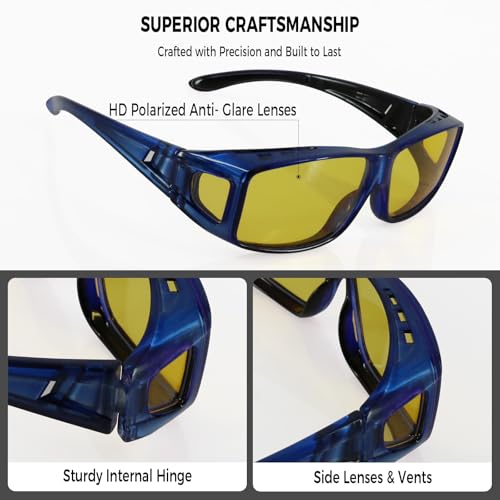 Image of Night Driving Glasses for Men Women Fit Over Sunglasses Anti Glare Polarized HD Night Vision Glasses