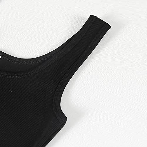 Gembera Women's Sleeveless Scoop Neck Ribbed Tank Tops Fitted Basic Cami Tee Shirts(Black,M) #TOP5