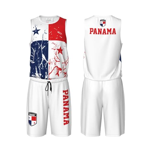 Panama Flag Grain (3) Basketball Jersey Uniform Suit for Men Adults Training Athletic Set