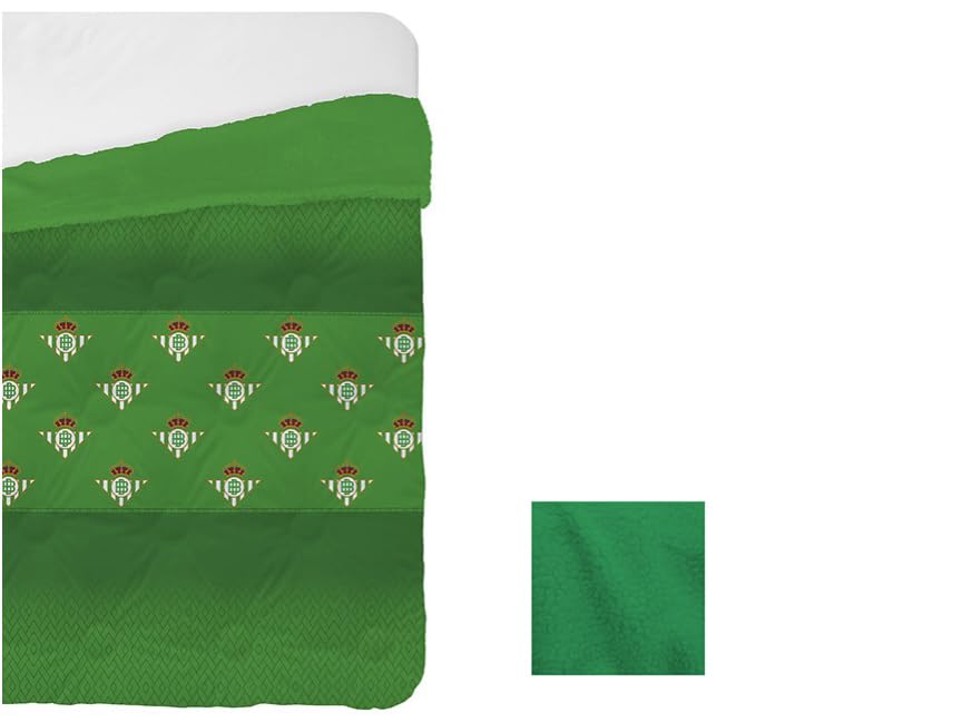 ASDITEX Real Betis Balompié Edredón Sherpa de Algodón Producto Oficial (Ejemplo Medidas 200 x 240 Cama 105), Verde con Blanco (Cama 135)