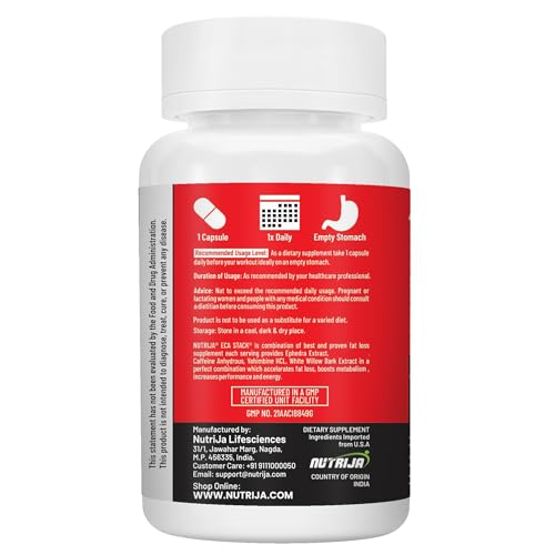 Image of inchNutriJa ECA Stack inch | Ephedra Extract, Caffeine Anhydrous, Yohimbine HCL | Energy, Focus & Active Lifestyle Support | 60 Vegetarian Capsules