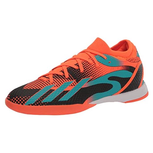 adidas Unisex X SPEEDPORTAL Messi.3 Indoor Soccer Shoe, Team Solar Orange/Mint Rush/Black, 9 US Men