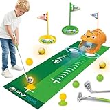 Ysityum Kinder golfspielzeug,Golf spielsetEnthält eine Golfmatte, 3 Golfschläger, 8 Bälle, 2 Übungslöcher und 3 Golfflaggen,Jeder Veranstaltungsort kann genutzt Werden
