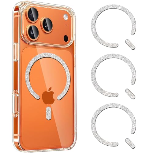 COJOC for MagSafe Magnetic Sticker - Glitter Universal Metal Ring Sticker for Magsafe Accessories & Wireless Charging for iPhone 17/16/15 Pro Max Mini Air, Galaxy Series and Phone Case, White