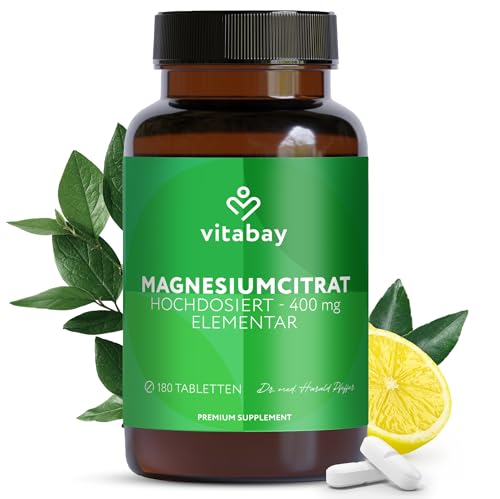 Vitabay Magnesium Citrate 2556mg Hochdosiert - 180 Tabletten Vega...
