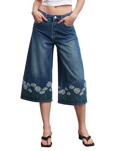 Kedera Women Casual Embroidered Wide Leg Denim Jeans 2025 Summer Trendy Baggy Pants Boyfriend Y2K Trousers