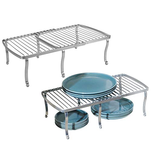 mDesign Adjustable, Expandable Wire Metal Kitchen Cabinet, Pantry, Countertop Organizer Storage Shelf