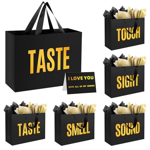 Epoesch 5 Senses Gift Bags for Him With Labels And Tissue Paper,12.6