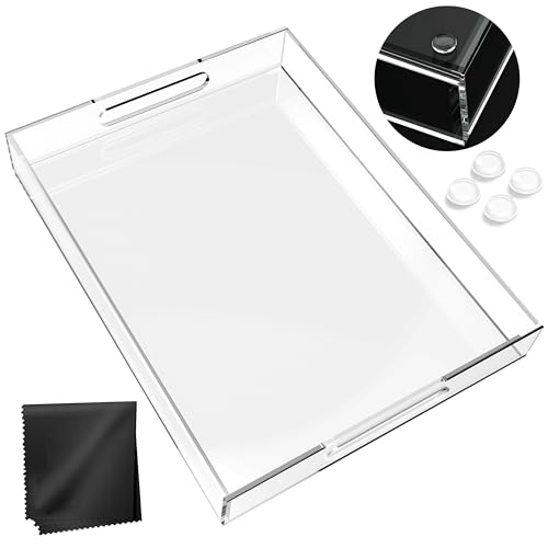 Acrylic-Tray-16x12-with-Cut-Handles-Spill-Proof-Decorative-Tray-is-an-Ideal-Countertop-Organizer-for-Living-Rooms-Ottoman-Coffee-Tables-Offices-Kitchens-Serving-Guests