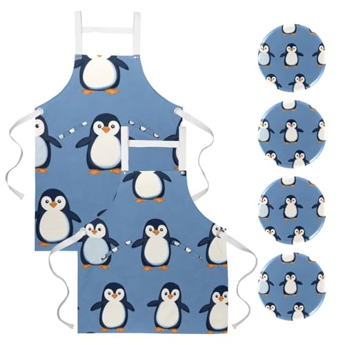 Tablier de serveuse pour restaurant et bar lot de 2 avec broches bleu