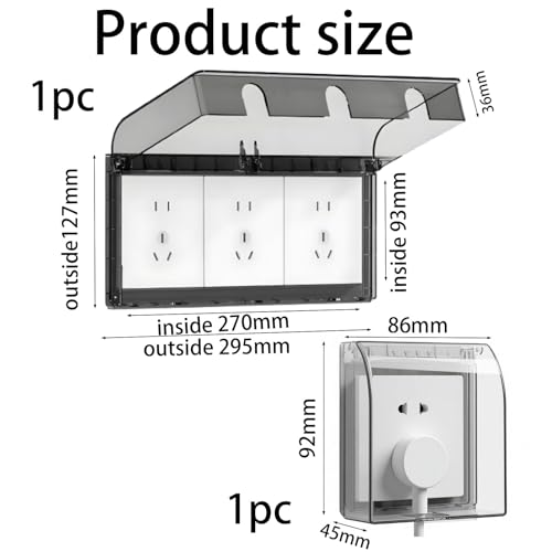 Image of 2 Pcs 86 Type Switch Board Cover Box for Wall, Black Transparent Thin Electric Switch Board Cover, Three Position One Position Meter Box Socket Cover, Suitable for Bathroom Kitchen Outdoor Protection