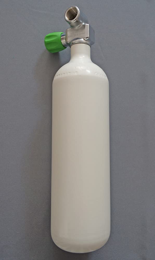 Flacone sommergibile, 2 litri, 300 bar, completo di valvola, filettatura collo bottiglia M25 x 2 mm