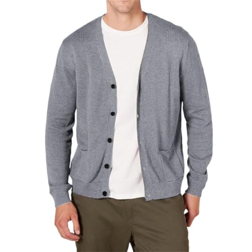 Mens Vintage V-Neck Button Down Cardigan Sweater Lightweight Solid Color Streetwear Outerwear4