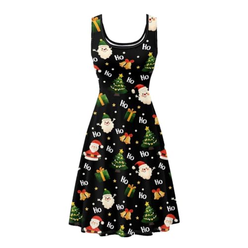 Image of Women Stylish Tank Dresses Sleeveless Round Neck Midi Casual Dress with Pocket for Summer