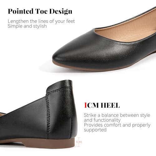 Zelaprox Women's Casual Pointed Toe Ballet Comfort Soft Leather Slip On Cowhide Flats Shoes Work Flats Office Shoes Casual Dressy Shoes4