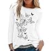Camiseta estampada para mujer, moderna, informal, cálida, suave, de manga larga, cuello redondo, camiseta de ocio, invierno, holgada, de gasa, túnica para mujer, Blanco, XXL
