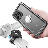 【Instalación y extracción rápida】El SOKUSIN soporte iPhone 13 Pro Max bici impermeable rompe el diseño tradicional de una pieza y se actualiza a uno desmontable. Un botón afloja el mecanismo de bloqueo y el clip, conecta el iPhone 13 Pro Max firmemente al soporte y deja que el teléfono se instale y retire fácilmente mientras conduces. Puede instalarlo y eliminarlo en unos segundos.