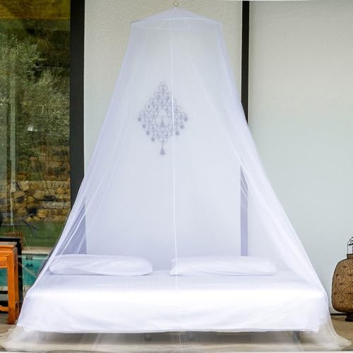 ZZRSYJ Dosel Mosquitera, Mosquitera Cama Matrimonio, White Dome Malla de mosquitera, para Cama para Individual y Doble contra Mosquitos E Insectos Decorar la habitación (A)