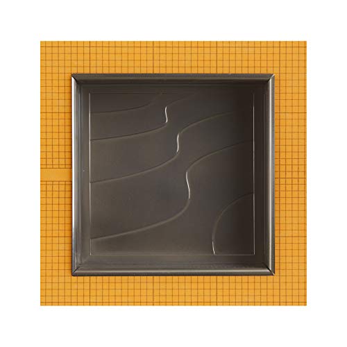 Questech Schluter Kerdi Board 12 x 12 inch Recessed Shower Niche Tile Grout Ready Shelf, Wave, Brushed Nickel Finish