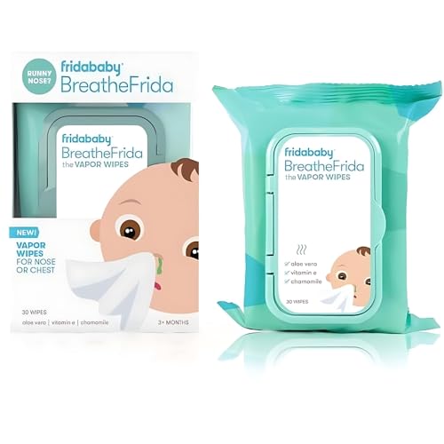 Image of Frida Baby Breathefrida Baby Vapor Wipes for Nose, Chest, Feet: Alcohol Free, Made with Aloe, Vitamin E & Chamomille, 30 Count