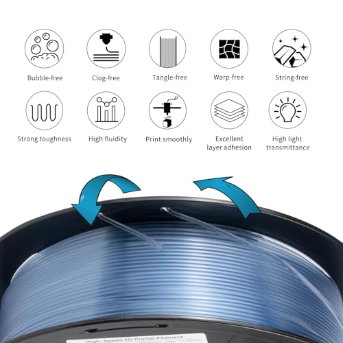 Image of IEMAI Clear PETG Filament 1.75mm Sky Blue 1kg, Glossy Transparent Finish 3D Printer Filament Up to 600mm /s High-Speed Printing for Lampshades, Home Decor & DIY Models