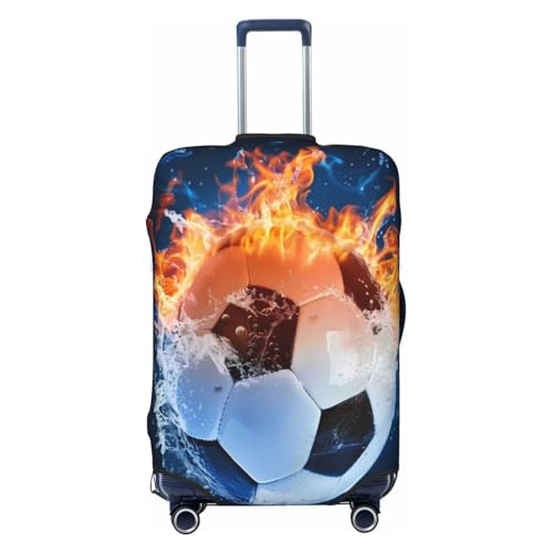 Water Fire Sports Soccer Travel Luggage Cover Elastic Suitcase Covers Washable Anti Scratch Luggage Dust Covers Protector, Fits 22-24 inch Luggage, M