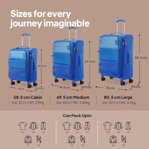 Image of American Tourister AMT MAJORIS Soft Side Luggage, 71 cm | TSA Lock, 8 Smooth Gliding Wheels, Telescopic Trolly Handle, Complete Lining, Includes Tote Bag
