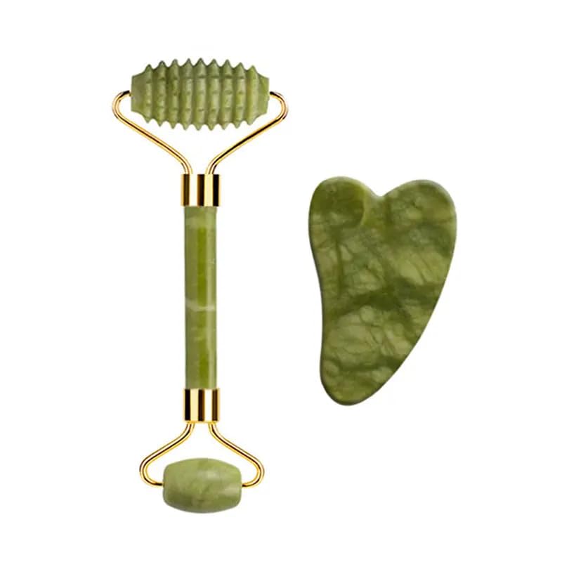 Ensemble de rouleaux de jade pour le visage - Grattoir à gouache - Outil de beauté fin pour lifting du visage anti-rides - Type 04