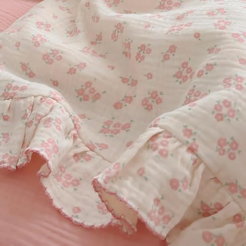 Image of BuLuTu Cute Floral Toddler Duvet Cover Soft Cotton Muslin Duvet Covers for Girls Kids Bedding Comforter Cover, 60 inchx78 inch, Galsang Print (No Filling)