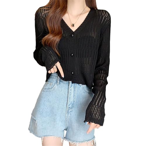 Image of ICW Women's Knitted Ribbed Cardigan Long-Sleeve V-Neck Button-Up Shrug Jacket Top Dn85