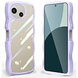 AQUOS R9/R10 かわいい ケース クリア 波状フレーム うねうね 耐衝撃 SH-51F/SH-51EE スマホケース 透明 滑り止め 人気 可愛い 女性用 女子向け アクオス R9/R10 カバー 落下防止 ワイヤレス充電対応 (パープル)