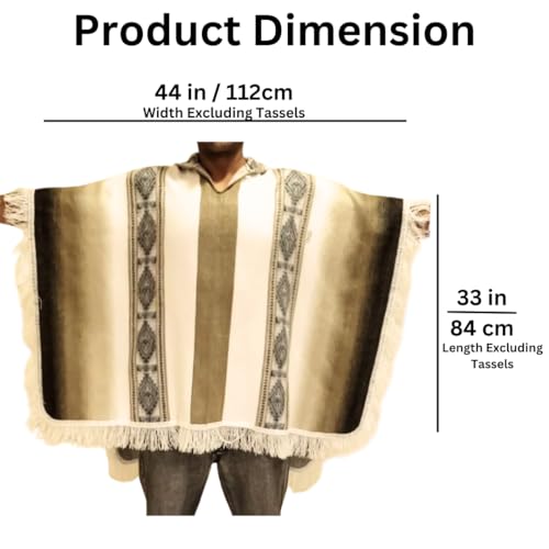 Alpaca Wool Poncho Hooded - Lightweight, Breathable, Hypoallergenic and Non-Itchy. Warm and Soft Wool Poncho…