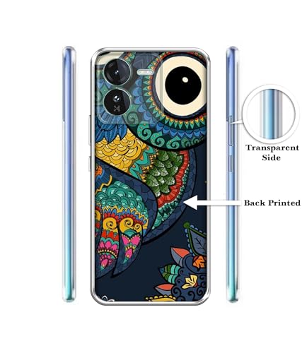Image of Casotec Owl Illustration Printed Silicon Soft TPU Back Case Cover for iQOO Z9 5G, Multicolor