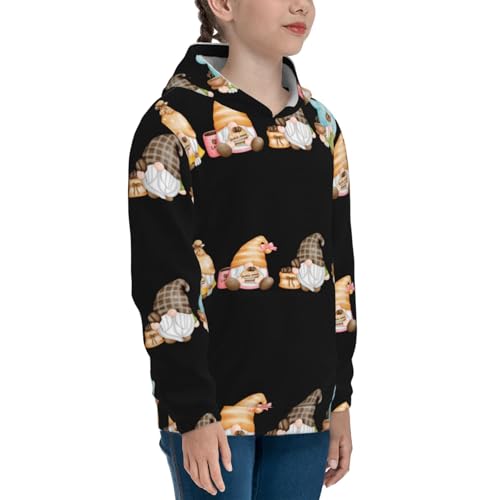 Coffee Lover Gnome Kids Pullover Hoodies Boys Sweatshirts Girls Athletic Clothes with Pocket3