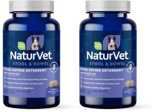 Image of NaturVet - Coprophagia Stool Eating Deterrent Plus Breath Aid | Deters Dogs from Consuming Stool | Enhanced with Breath Freshener, Enzymes & Probiotics | 60 Chewable Tablets (Pack of 2)