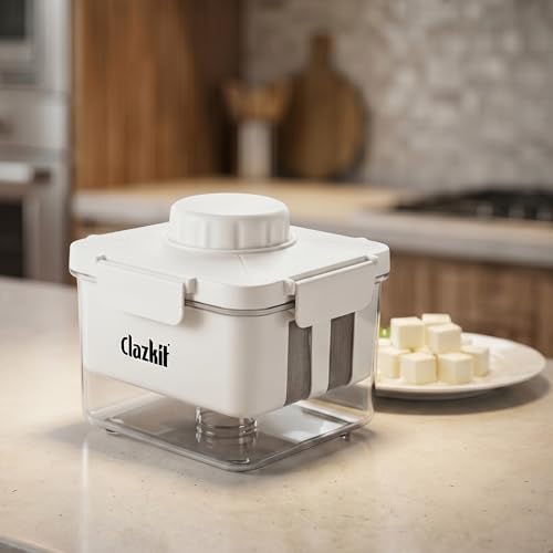 Image of Clazkit Tofu Maker Press with Drain Tray | Homemade Paneer, Yogurt & Tofu Making Mold |Tofu Press Container | Easy DIY Soy Paneer Cheese Maker for Kitchen | Reusable & Easy to Clean |1200ml
