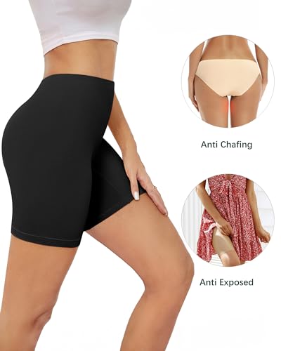 voenxe Women Cotton Boy Shorts Underwear,Lady Boxer Brief,High Waist Anti Chafe Short for Under Dress,Soft Biker Panty 4Pack4