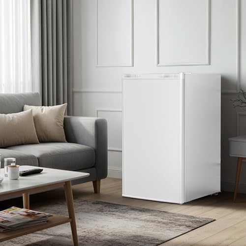 Image of Antarctic Star 3.2 Cu.Ft.Compact Refrigerator with Freezer, Mini Fridge Single Door with Adjustable Thermostat,Removable Glass Shelves for Apartment,Dorm,Office,Kitchen,WHITE