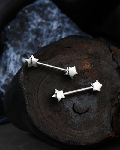 Jewseen 14G Dainty Star Nipple Rings Surgical Steel Nipple Piercing Jewelry Gold Nipple Ring Nipple Barbell Nipple Piercing Nipple Jewelry4