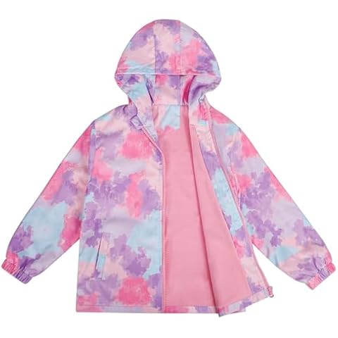 ESTAMICO Girls' Fashion Winter Coat Zip Up Fleece Jackets Water-resistant Wind-proof Little Girls Clothes, Pink/Purple/Blue 7-8 Cover