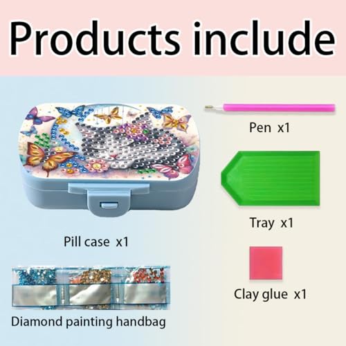 Image of ARTopet Diamond Art Painting Mini Storage Box with 6-Grid Creative Design Compact Portable Small Case for Purse Travel Daily-Cat